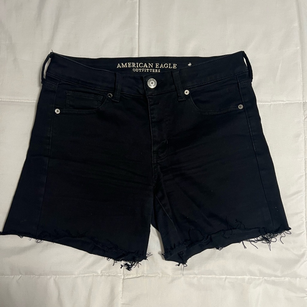 American Eagle Black High-Rise Denim Shorts